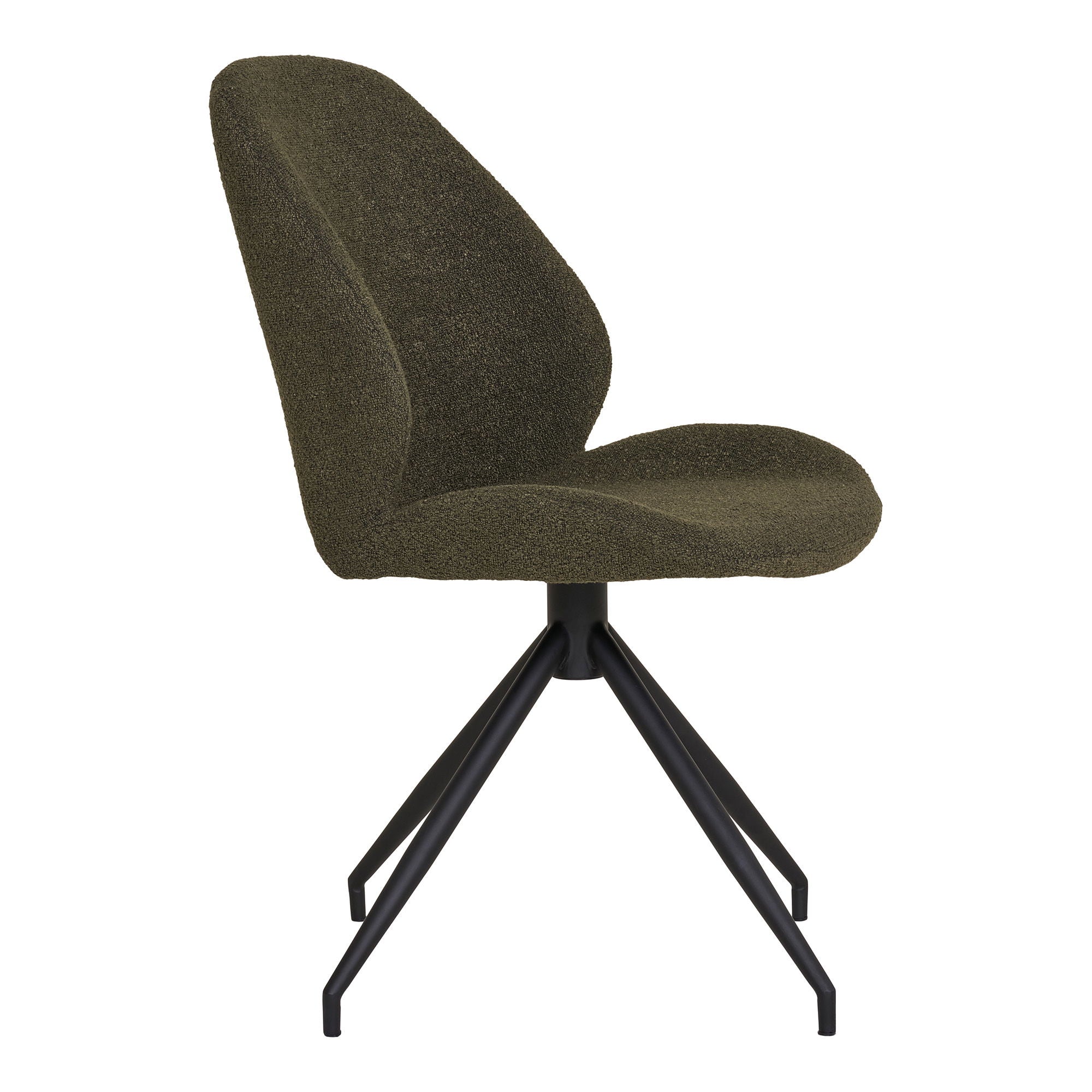 Monte Carlo Dining Chair - Dining Chair with swivel, bouclé, green, black legs, HN1241